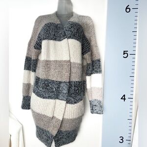 Dreamers by Debut Colorblock Neutral Colors Open Cardigan Sweater Small NWT